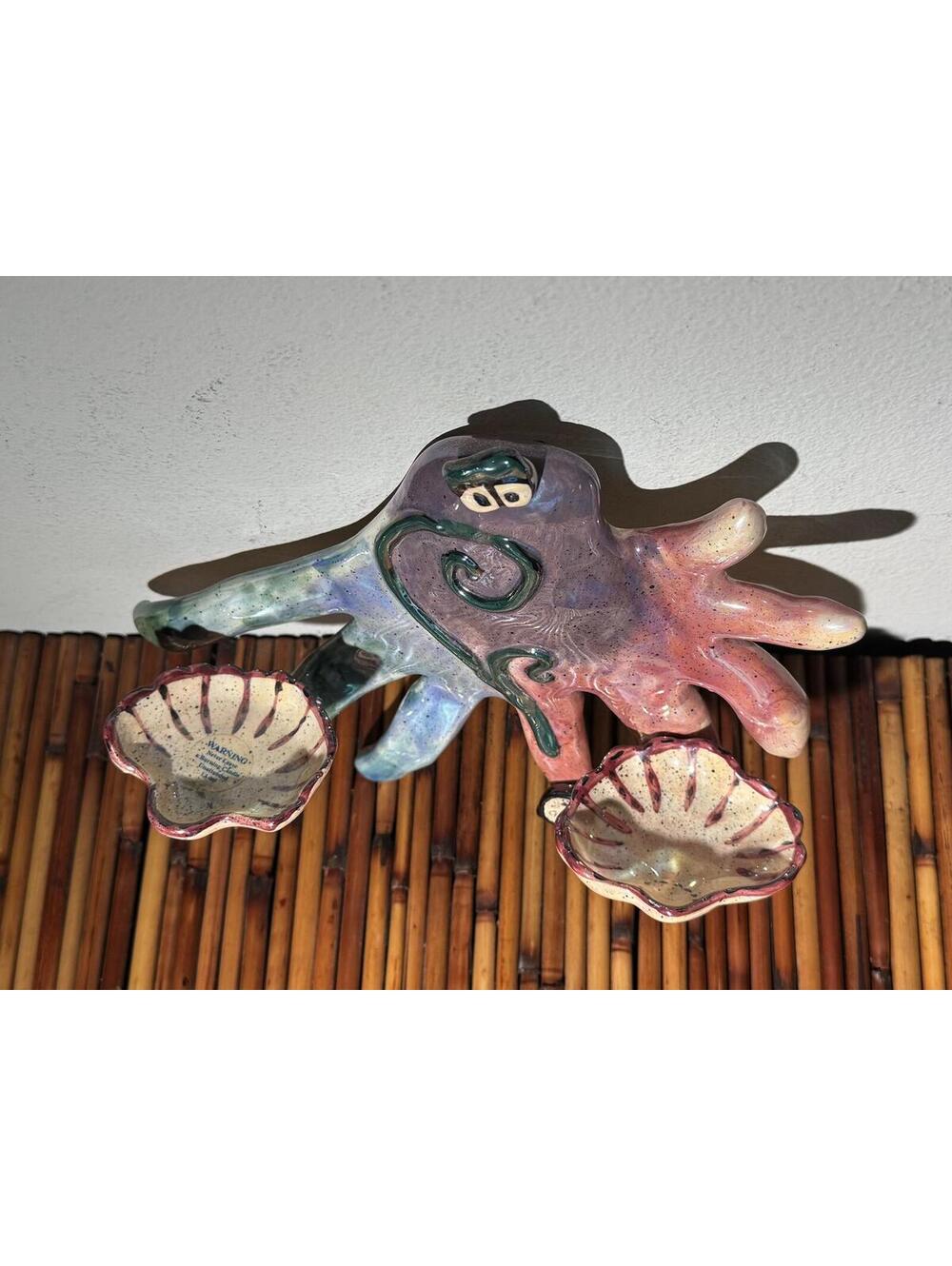 Heather Goldminc Blue Sky Clayworks Octopus Tealight Holder Wall Hanging 2000